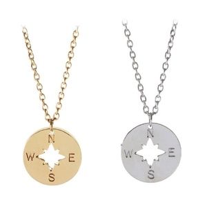 Compass Design Necklaces~One Gold, One Silver~You Get 2